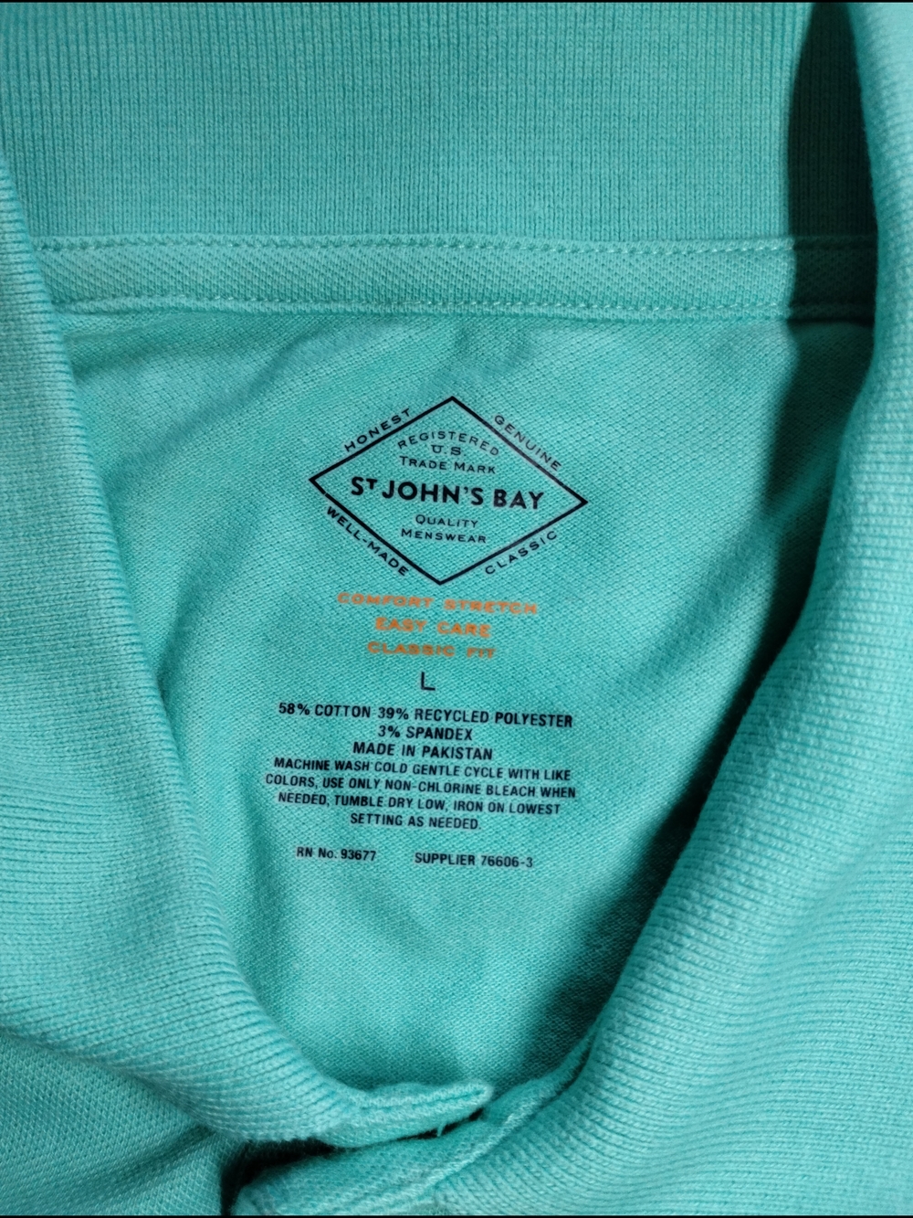 St. John's Bay Teal Men's Polo Shirt - Picture 7 of 7